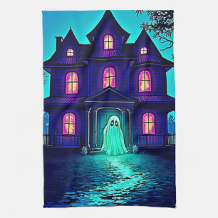 Spuk Halloween-Ghost-House-Design Geschirrtuch
