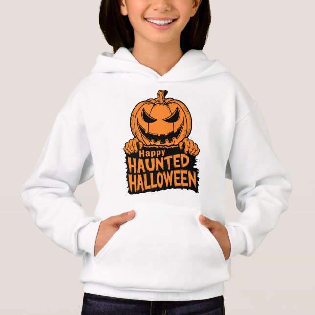 Spuk Halloween Girls' Hoodie (Vorderseite)