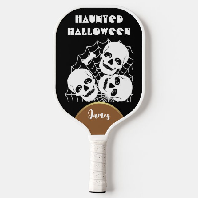Spuk Halloween Gothic Skull Spider Web Pickleball Schläger (Rückseite)