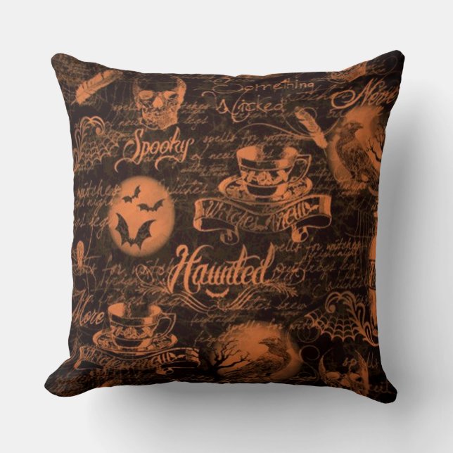 Spuk Halloween-Kissen aus Schwarz und Orange Kissen (Vorderseite)