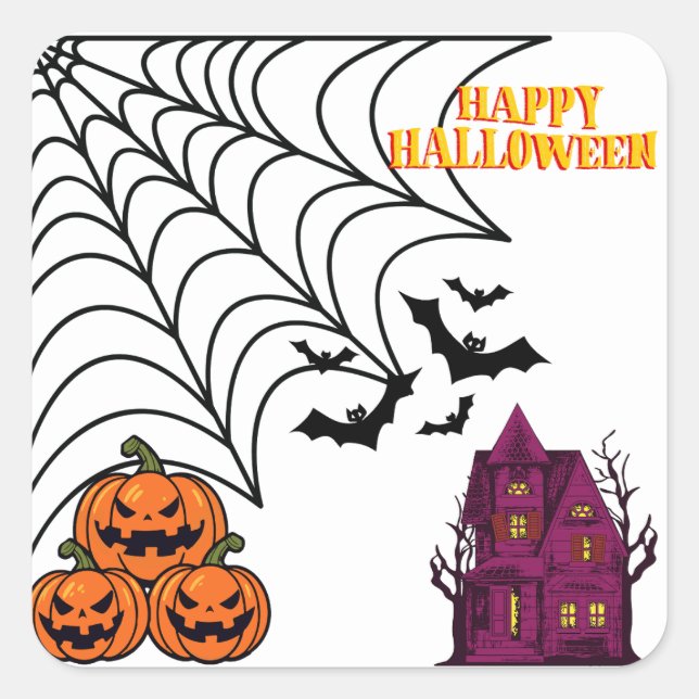 Spuk Halloween-Nacht Quadratischer Aufkleber (Vorderseite)