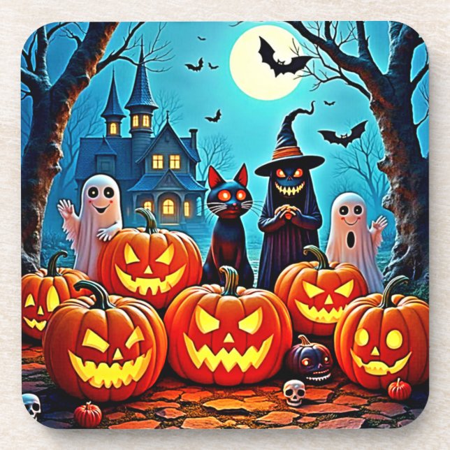 Spuk Halloween Night Design Getränkeuntersetzer (Vorderseite)