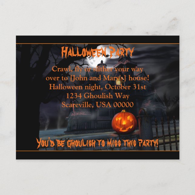 Spuk Halloween-Party Einladung (Vorderseite)