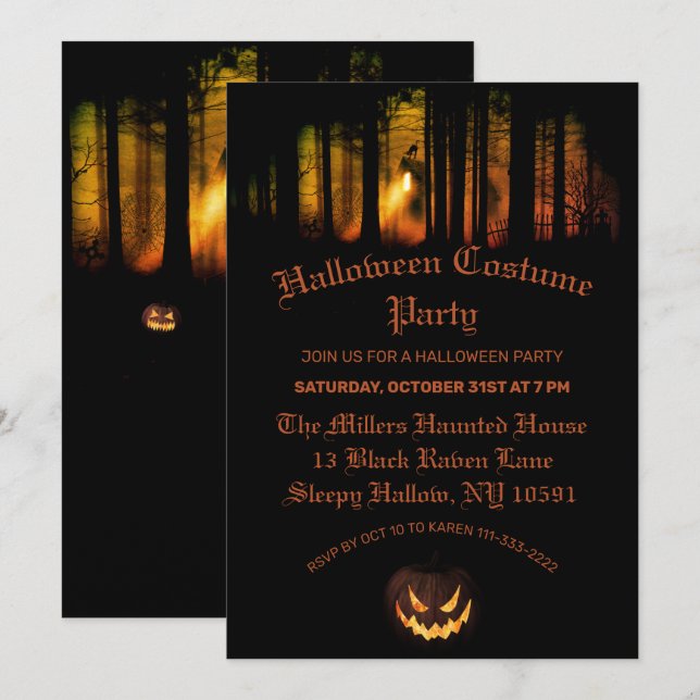 Spuk Halloween-Party Einladung (Vorne/Hinten)