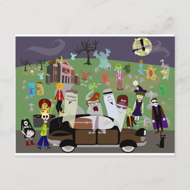 Spuk Halloween-Party Einladungspostkarte (Vorderseite)