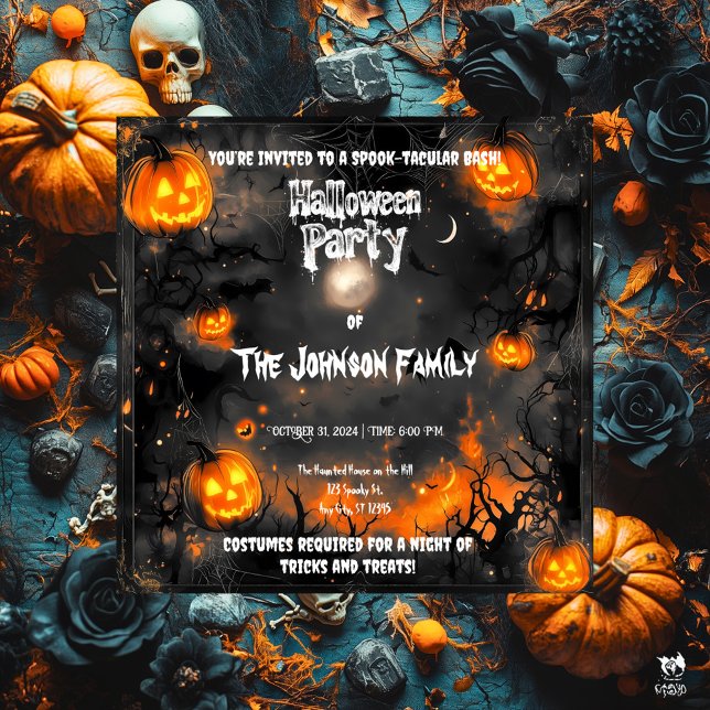 Spuk Halloween-Party mit glühenden Jacken Einladung (Von Creator hochgeladen)