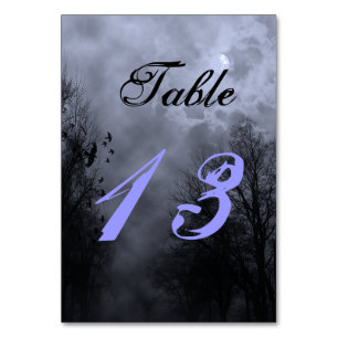 Spuk Halloween Sky Blue Mist Tischkarte Tischnummer