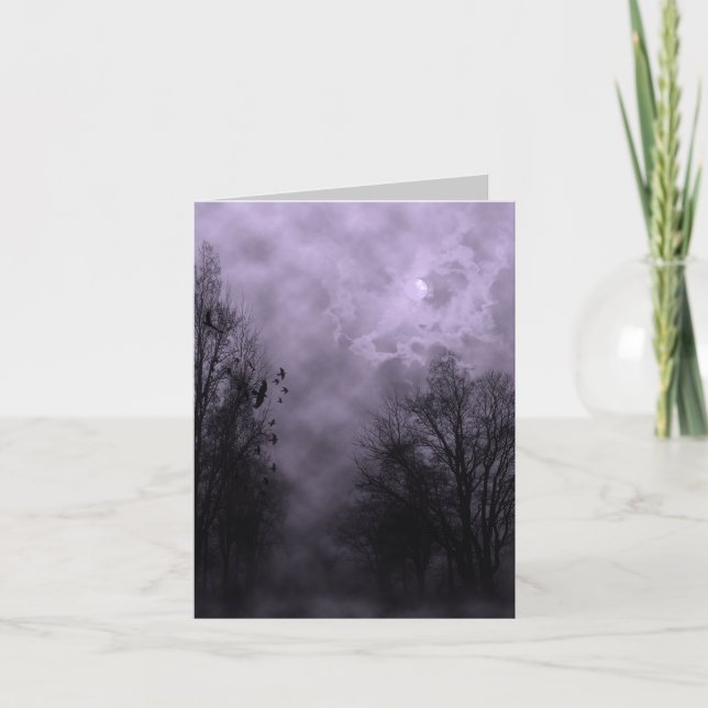 Spuk Halloween Sky Lila Mist Card Karte (Vorderseite)