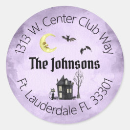Spuk Halloween Spooky Lila Address Labels Runder Aufkleber