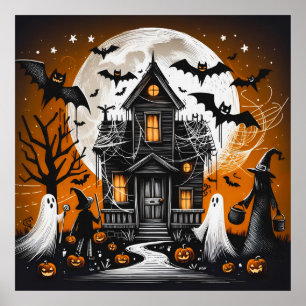 Spuk Halloween-Szene Poster