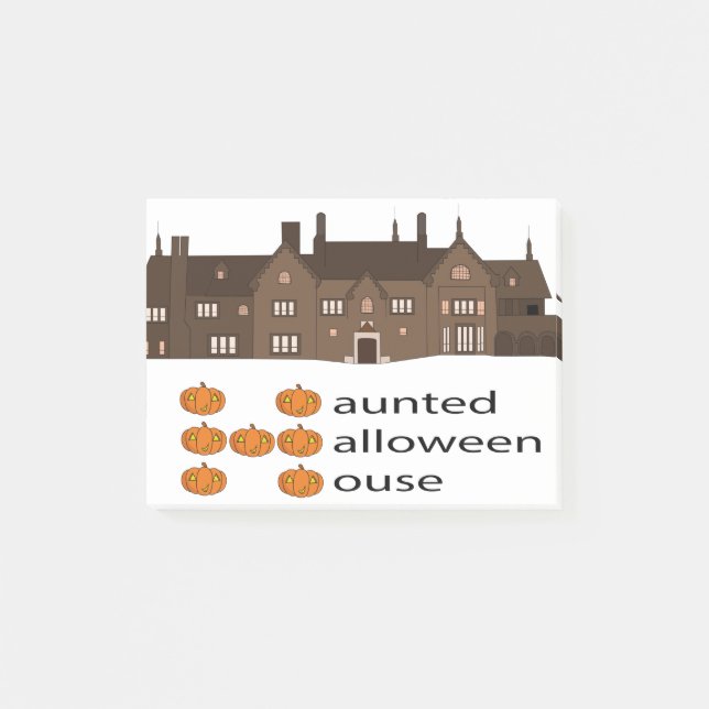 Spuk Haloween House Pumpkin Post-it Klebezettel (Vorderseite)