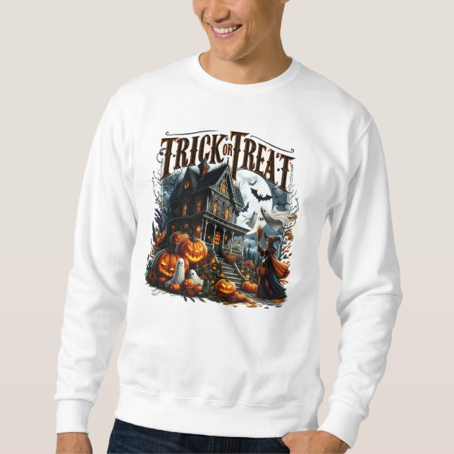 Spuk Haus an einem unschönen Halloween-Abend Sweatshirt (Vorderseite)