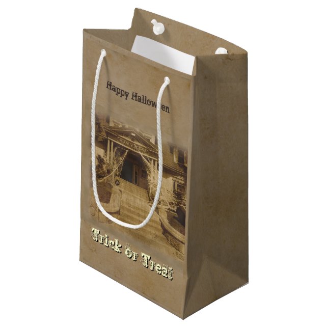 Spuk Haus (anpassbar) Kleine Geschenktüte (Vorderseite Schrägansicht)
