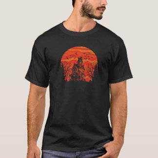 Spuk Haus Beängstigende Fledermäuse Bäume spucken T-Shirt