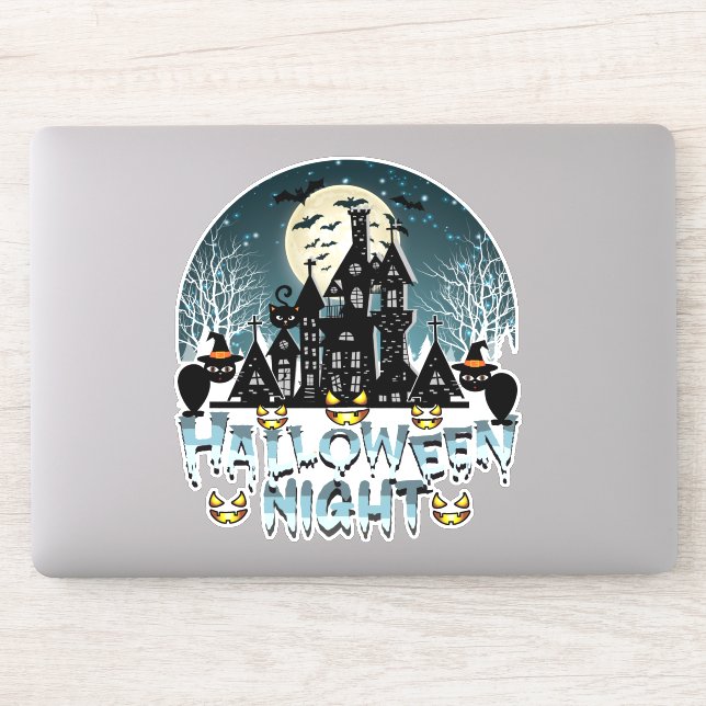 Spuk Haus, Beängstigende Halloween-Nacht Aufkleber (Computer)