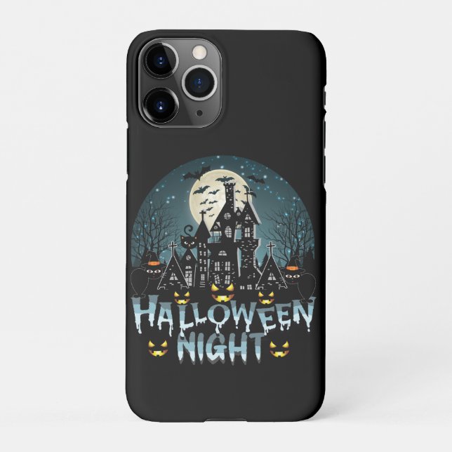 Spuk Haus, Beängstigende Halloween-Nacht iPhone Hülle (Rückseite)
