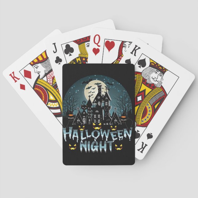 Spuk Haus, Beängstigende Halloween-Nacht Spielkarten (Rückseite)