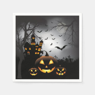 Spuk Haus des Halloweengraveyardszenen-Kürbises Serviette
