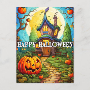Spuk Haus   Frohe Halloween Postkarte