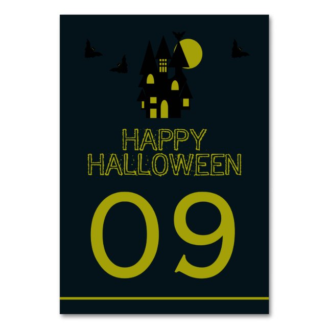 Spuk Haus, glückliches Halloween Tischnummer (Vorderseite)