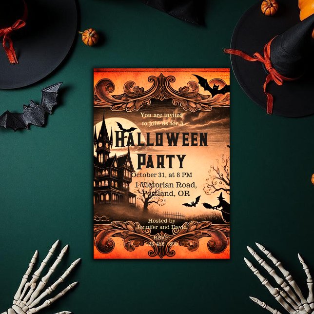 Spuk Haus Gothic Viktorianisches Vintages Hallowee Einladung (Haunted House Gothic Victorian Vintage Halloween Invitation)