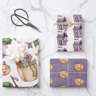 Spuk Haus Halloween 3 pack Geschenkwrap Geschenkpapier Set