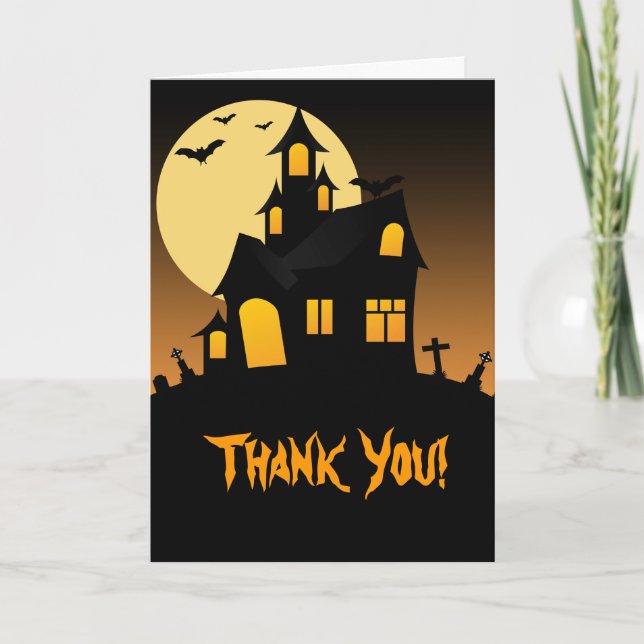 Spuk Haus Halloween danken Ihnen zu kardieren Dankeskarte (Vorderseite)