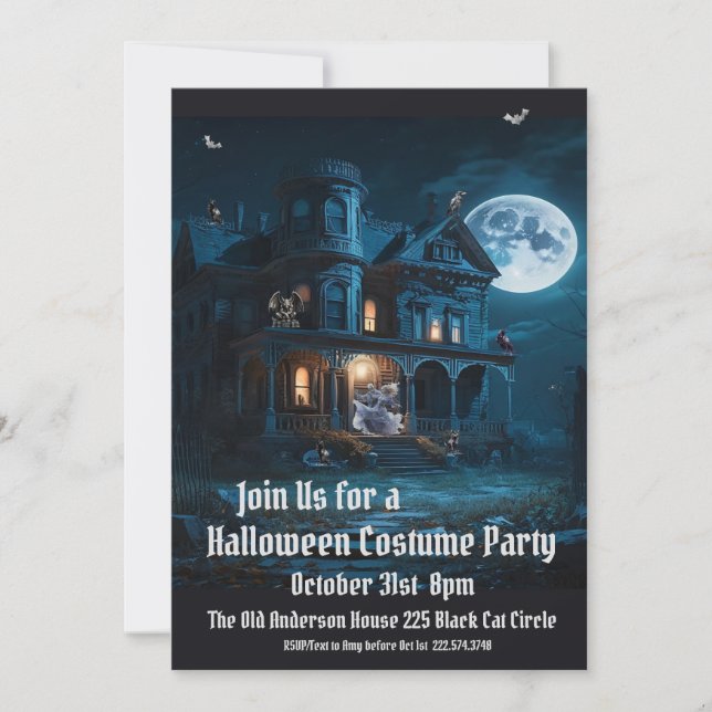 Spuk Haus, Halloween-Kostüm-Party Einladung (Vorderseite)