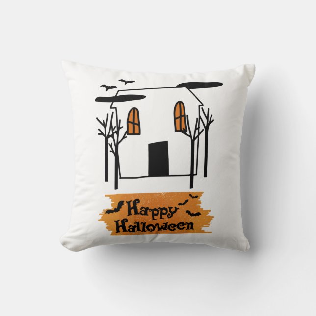 Spuk Haus Halloween Niedlich Doodle T - Shirt Kissen (Vorderseite)