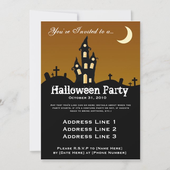 Spuk Haus-Halloween-Party-Einladung Einladung (Vorderseite)