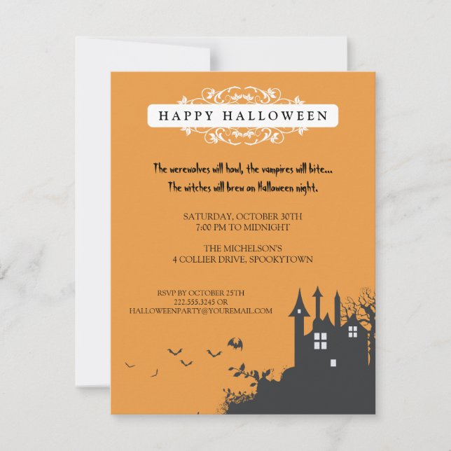 Spuk Haus-Halloween-Partyeinladung Einladung (Vorderseite)