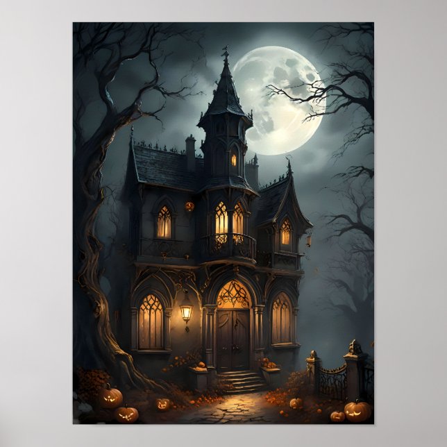 Spuk Haus - Halloween Spooky Gothic Poster (Vorne)