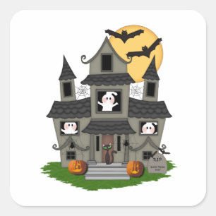 Spuk Haus Halloweens Quadratischer Aufkleber
