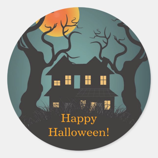 Spuk Haus Happy Halloween Sticker (Vorderseite)