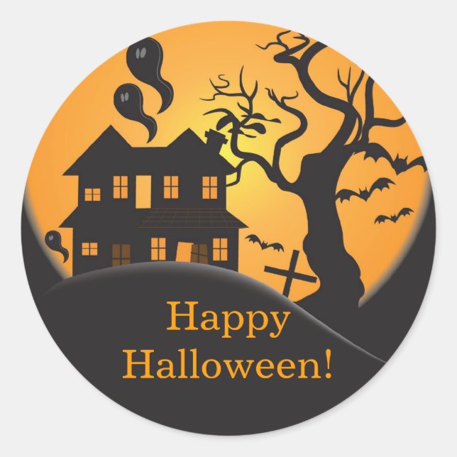 Spuk Haus Happy Halloween Sticker (Vorderseite)