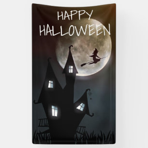 Spuk Haus, Hexe und Vollmond Banner