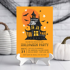 Spuk Haus mit Fledermäusen-Halloween-Party Einladung
