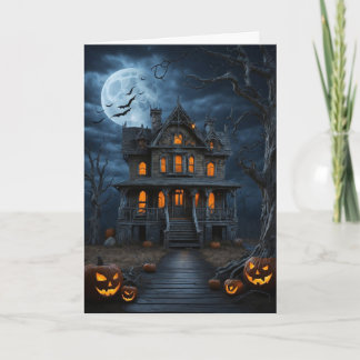 Spuk Haus mit Pumpkins Dankeskarte