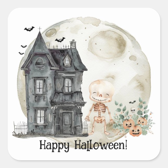 Spuk Haus Mummy and Friends Halloween-Party Quadratischer Aufkleber (Vorderseite)