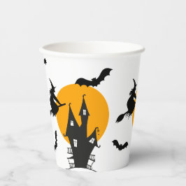 Spuk Haus Rotzunge Orange & Schwarzes Halloween Pappbecher