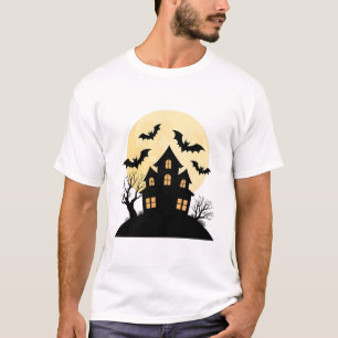 Spuk Haus-Silhouette mit Vollmond und Fleet T-Shirt