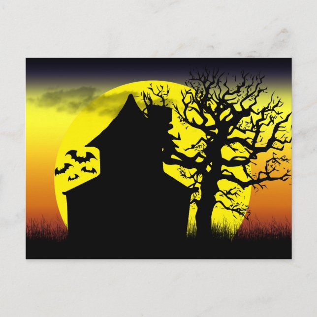 Spuk Haus-Sonnenuntergang-Postkarte Postkarte (Vorderseite)