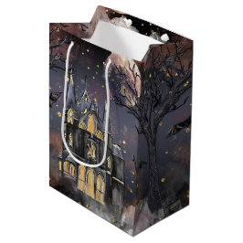 Spuk Haus | Spooky Vollmondbaum und Fledermäuse Mittlere Geschenktüte