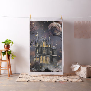 Spuk Haus   Spooky Vollmondbaum und Fledermäuse Stoff
