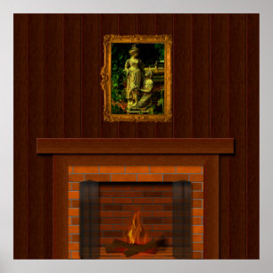 Spuk Haus-Stützen Fake-Kamin-Halloweens Poster
