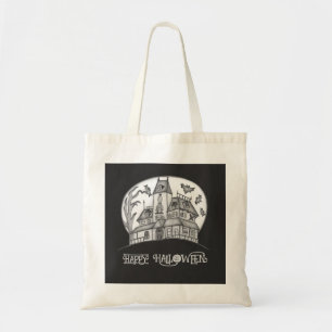 Spuk Haus und Fledermäuse Halloween Tragetasche