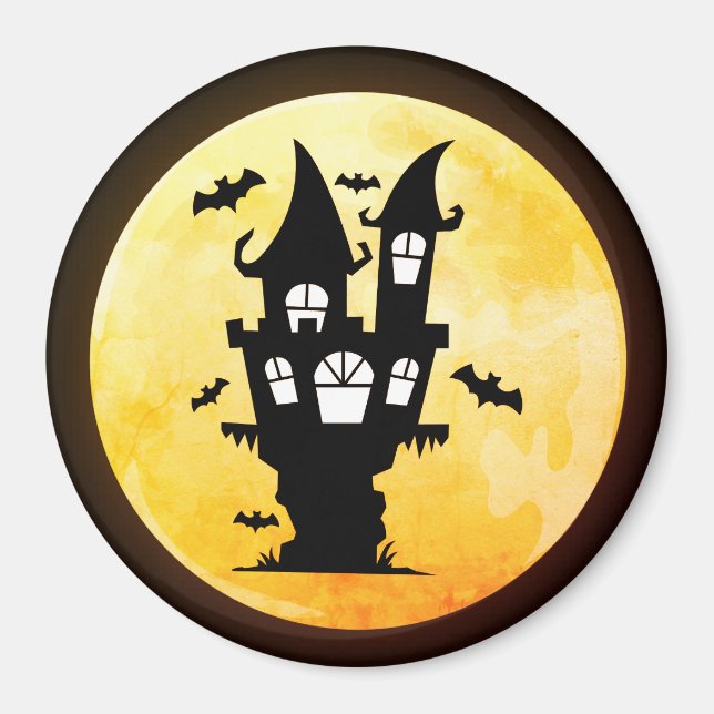 Spuk Haus und MondHalloween Magnet (Vorne)