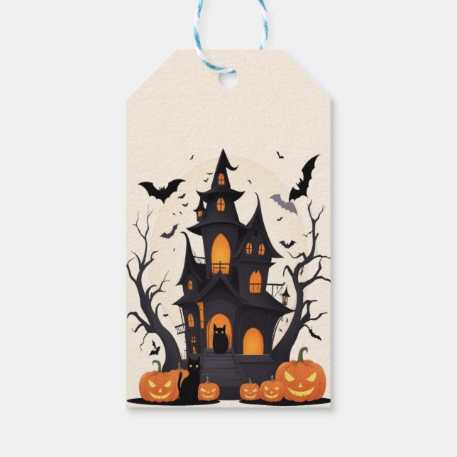 Spuk Haus und Pumpkin Night Geschenkanhänger (Rückseite)