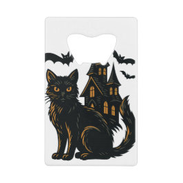 Spuk Haus und schwarze Katze Geldbeutel Flaschenöffner