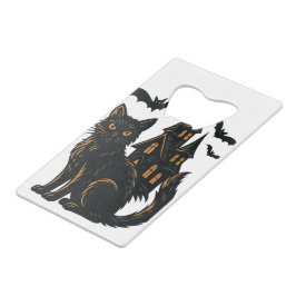 Spuk Haus und schwarze Katze Geldbeutel Flaschenöffner